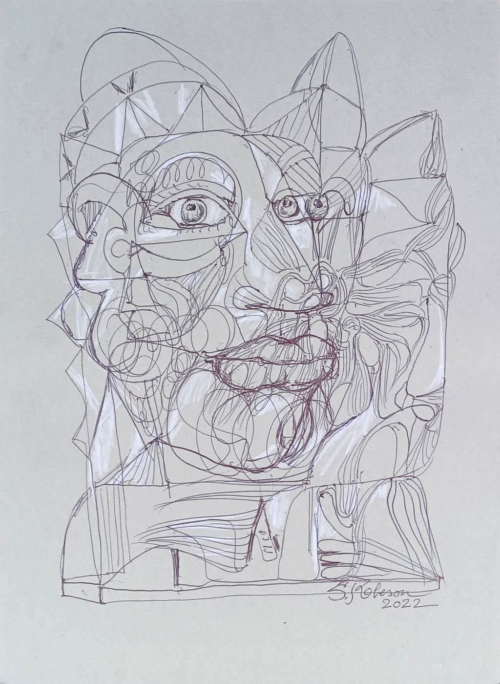 Stephen Robeson-Miller - The King - 2022 ink and graphite on board