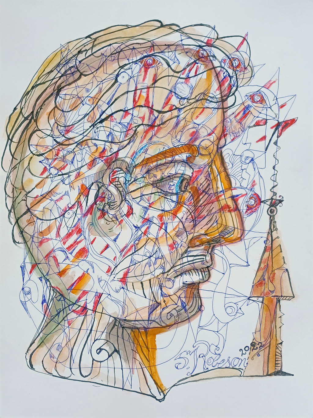 Stephen Robeson Miller - A Thousand Words - 2022 watercolor, ink, and graphite on paper