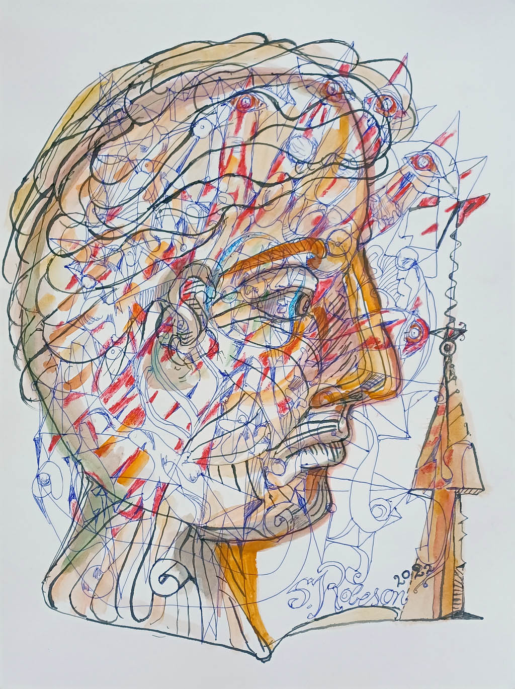 Stephen Robeson-Miller - A Thousand Words - 2022 watercolor, ink, and graphite on paper