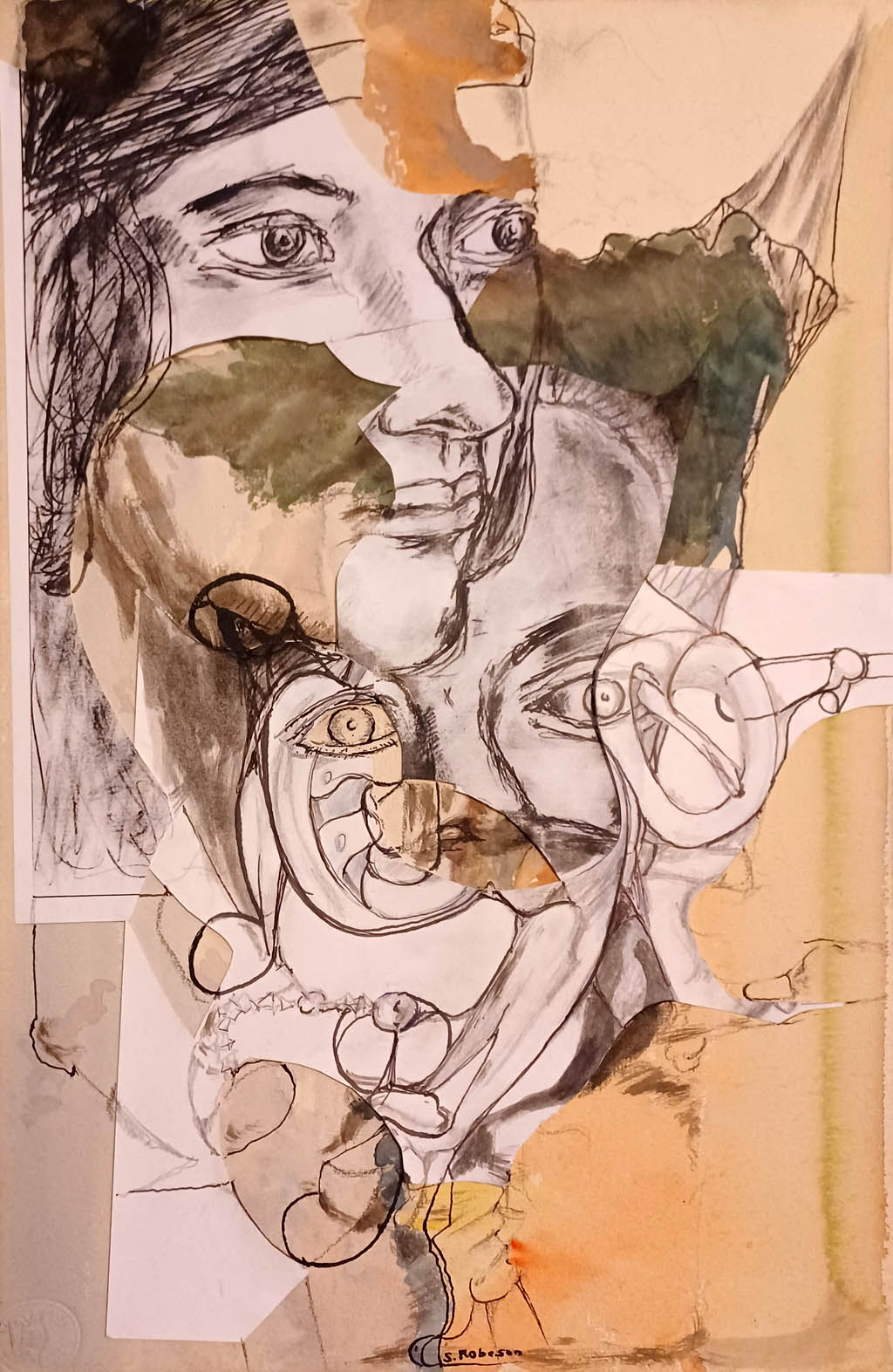 Stephen Robeson - Now and Never Together - 2022 mixed media on board